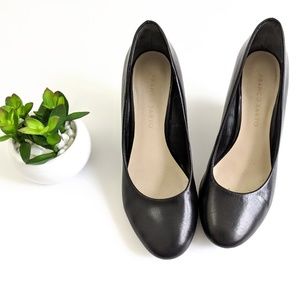 *franco sarto* 6.5 black leather wedge heels